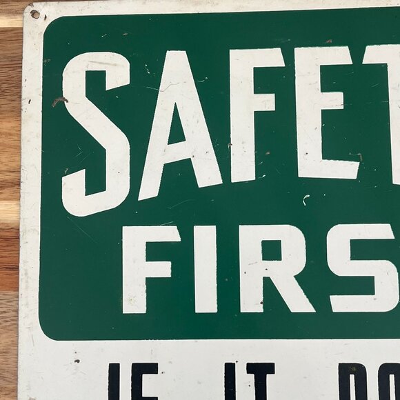 Vtg Safety First Tin Metal Sign Industrial Work Advertising Ready Made Sign Co - Picture 4 of 8